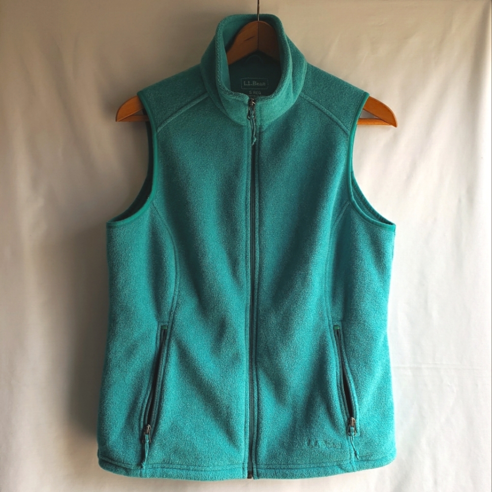 L.L.Bean Women's Green Fleece Vest W/Full Zipper.Size:Small Regular